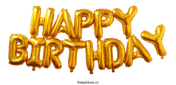 [Transparent Background PNG]Gold Happy Birthday Balloons Decoration