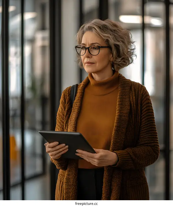 Businesswoman using a tablet in an office