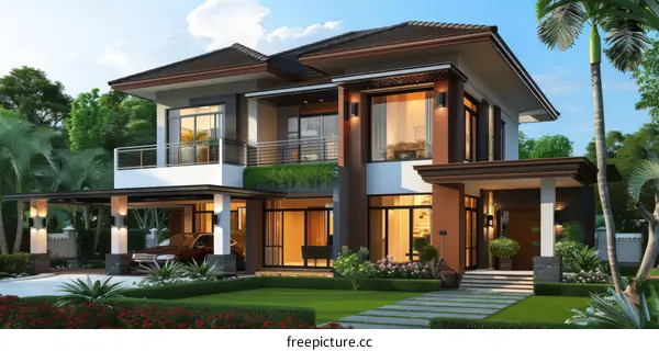 Modern Villa with Palm Trees