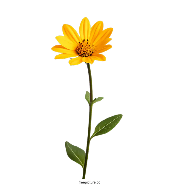[Transparent Background PNG]Single Yellow Flower in Isolated Background