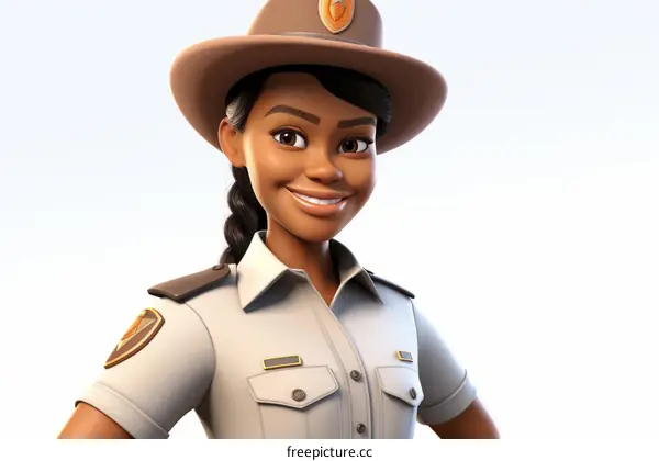 Black female park ranger smiling