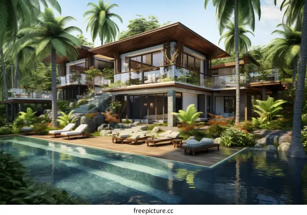 Charming Modern Villa with Private Pool in Tropical Setting