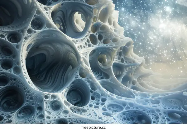 Mystical Ice Caves with a Starry Background