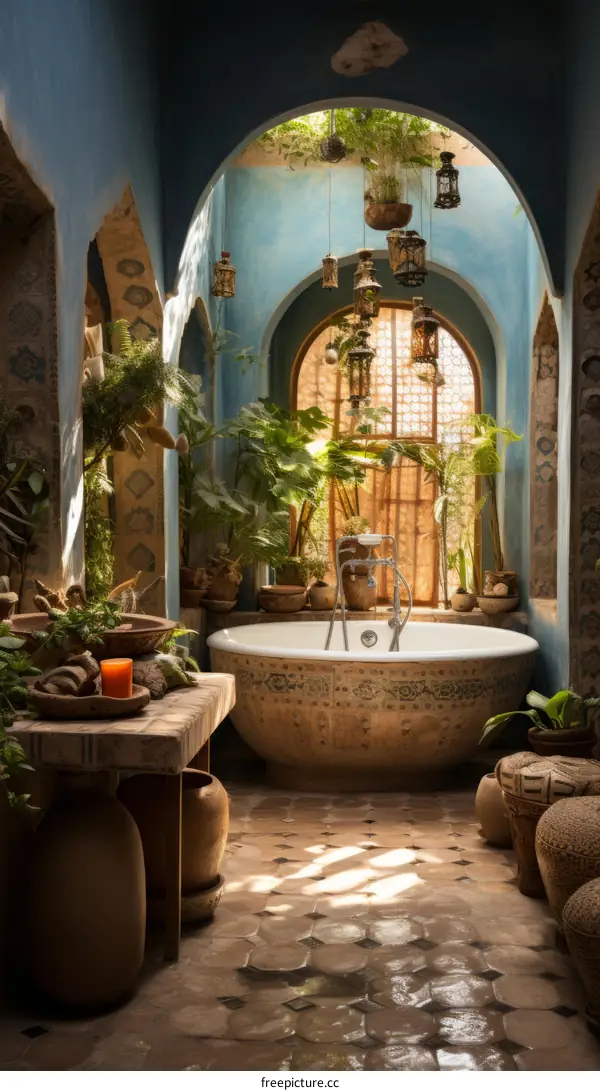 Stunning Bathroom with Bathtub and Plants