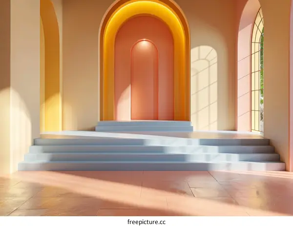 Pastel Archway Interior Design Illustration