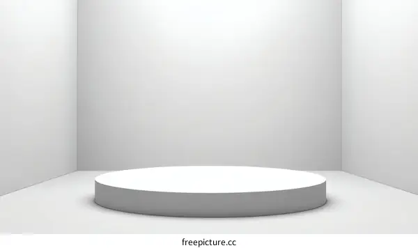 Empty White Round Podium in a Modern Interior
