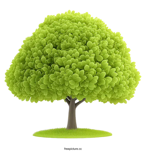 [Transparent Background PNG]Cartoonish Green Tree Illustration