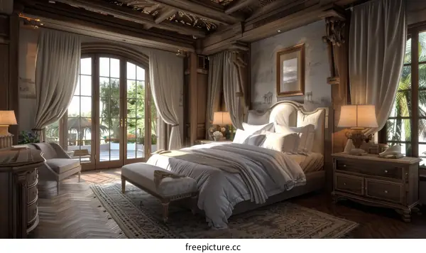 Luxury Bedroom with Luxurious Wooden Furniture