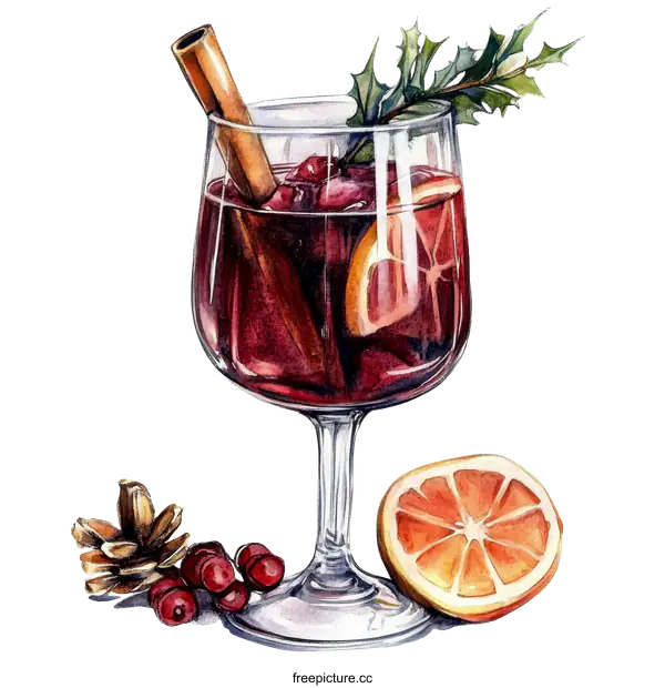 [Transparent Background PNG]Hand Drawn Watercolor Christmas Mulled Wine