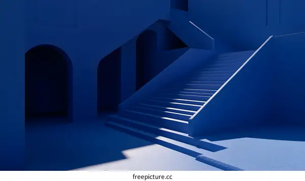 Abstract Minimalist Blue Architecture Staircase