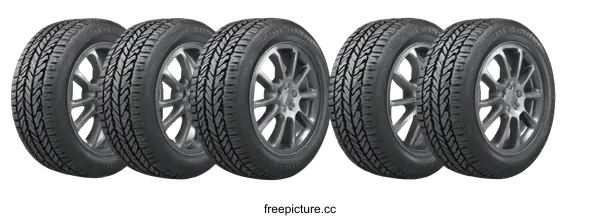 [Transparent Background PNG]Set of Four Tires with Alloy Rims