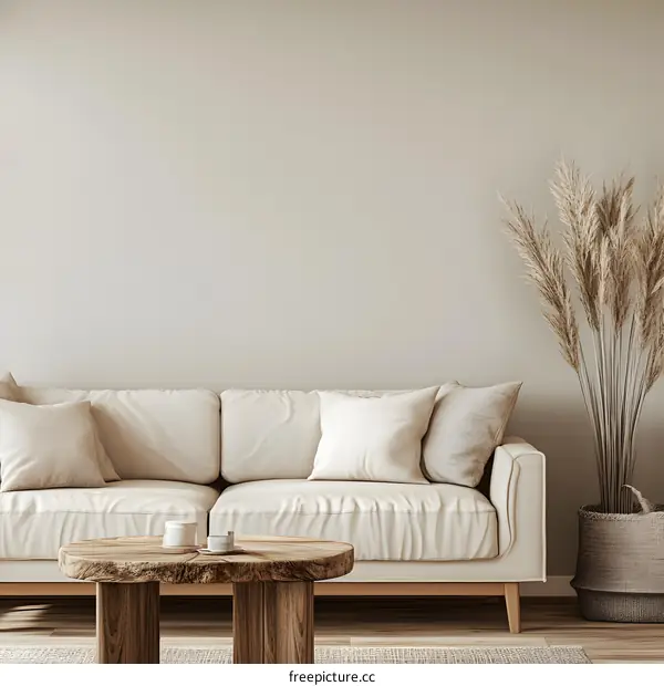 Minimalist Living Room Design With Neutral Colors And Sofa