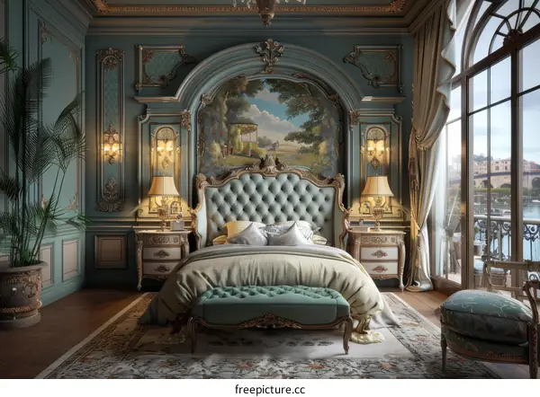 Luxurious Antique Bedroom Interior Design Illustration