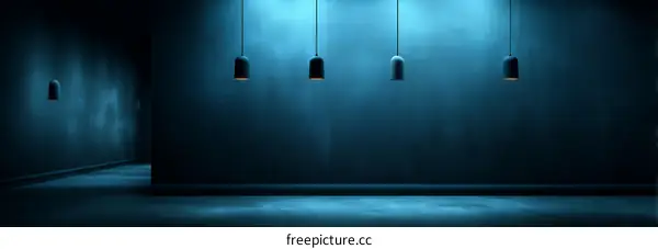 Modern Industrial Empty Interior Design with Blue Lighting