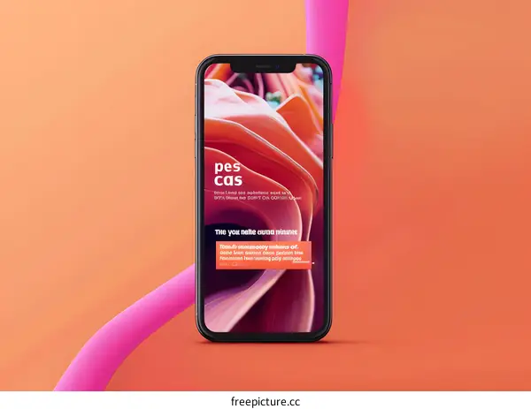 Abstract Phone Mockup on Orange Background