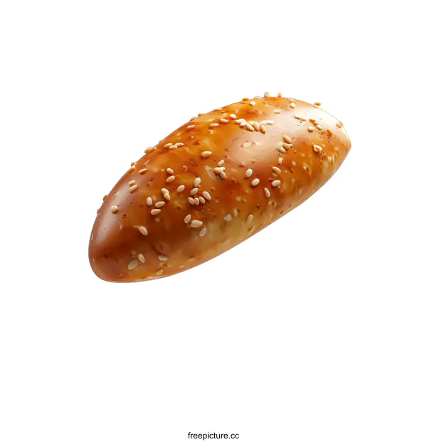 [Transparent Background PNG]Freshly Baked Sesame Seed Roll Isolated On White Background