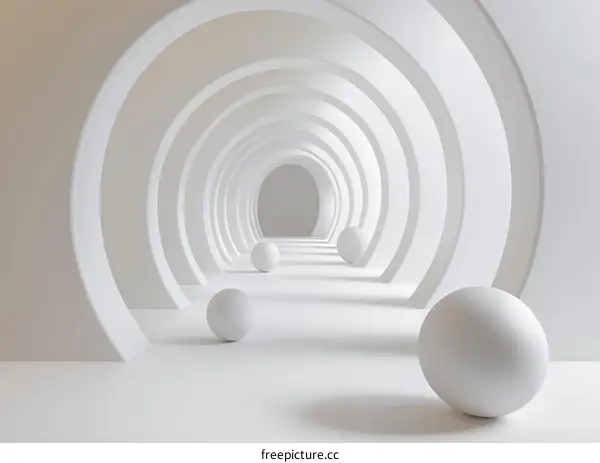 White Futuristic Sci-Fi Tunnel with Spheres