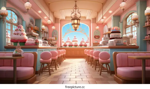Colorful and Sweet Dessert Shop Interior