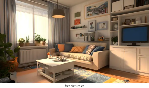 Modern Living Room Design with Cozy Couch and Decor