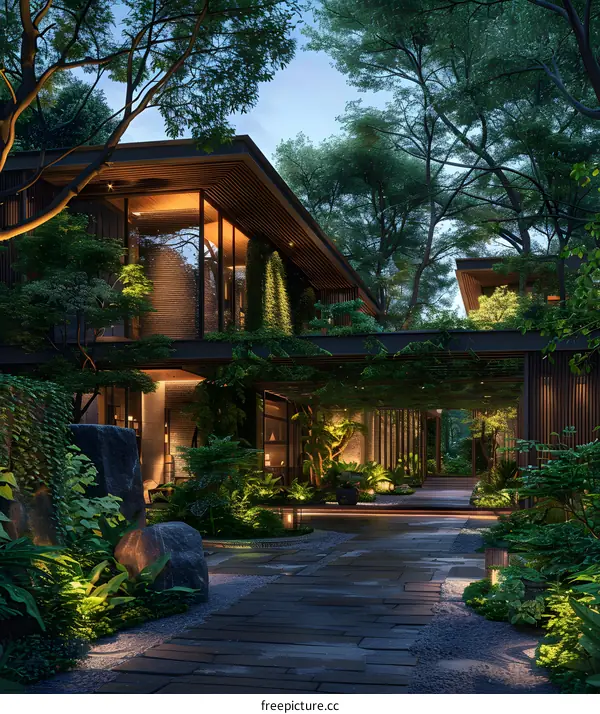 Courtyard house with natural elements