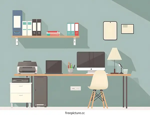 Modern Minimalist Home Office Design Illustration