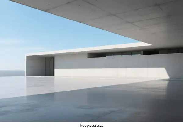 Modern Minimalist Building with Open Concrete Structure by Seaside
