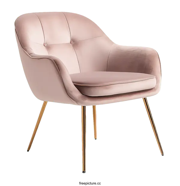 [Transparent Background PNG]Elegant Blush Pink Velvet Dining Chair