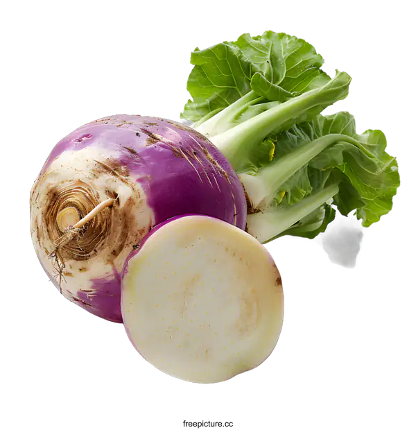 [Transparent Background PNG]Fresh Turnip with Leaves on White Background