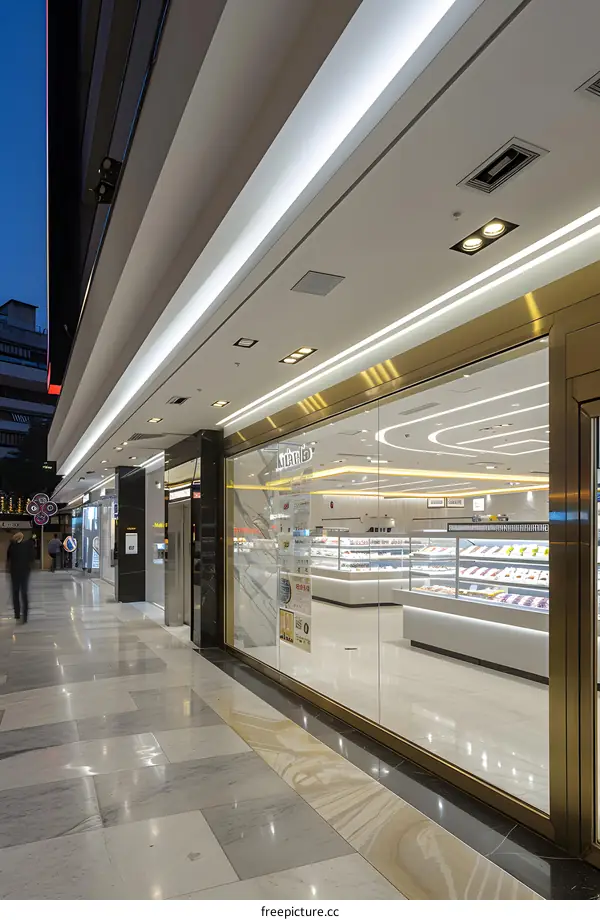 Modern Store Front with Glass and Gold Accents