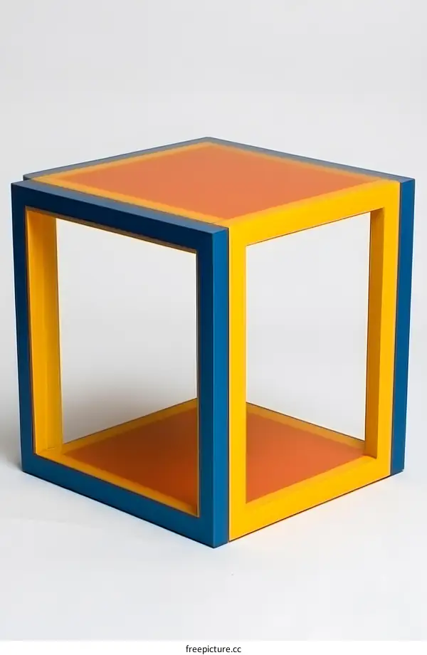 Orange and Blue Cube Shaped Table