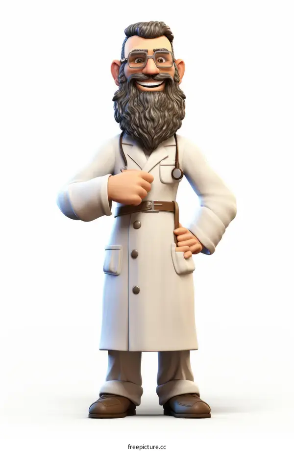 Smiling Cartoon Doctor Character