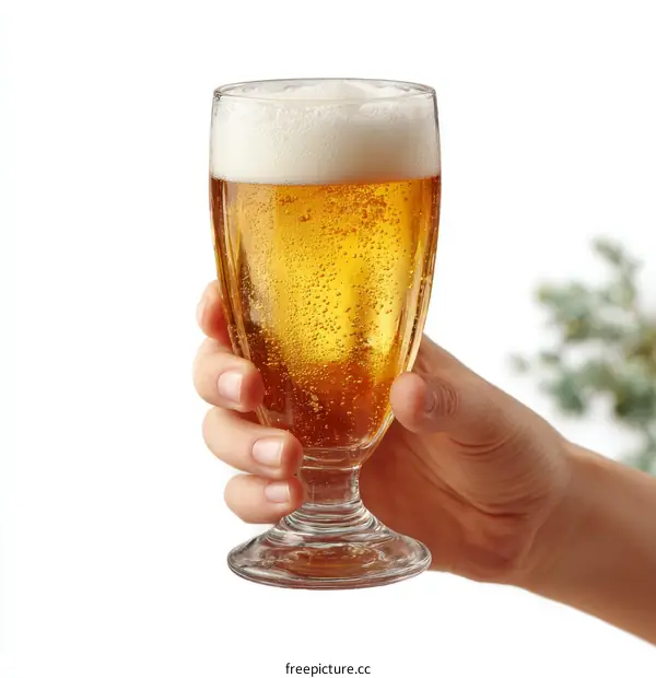 Hand Holding a Glass of Frosty Beer