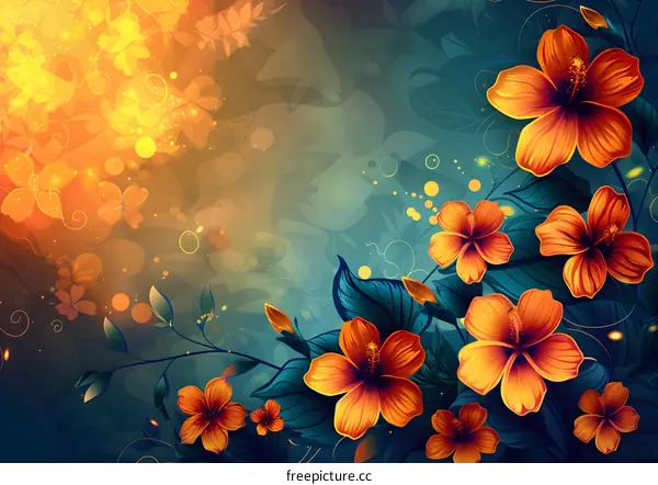 Hand-painted illustration of summer flowers