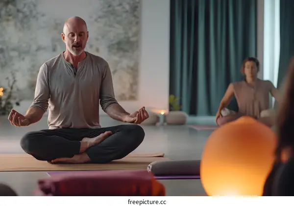 Man Meditating in a Yoga Studio
