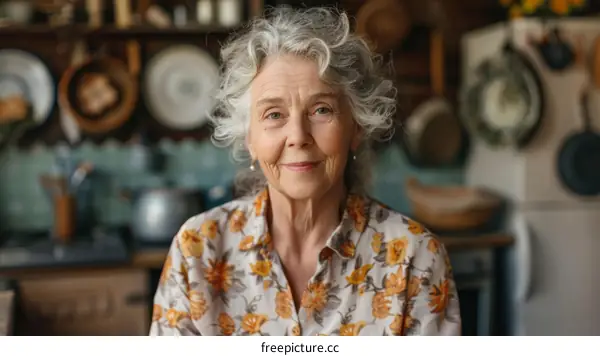 Portrait of a Senior Woman in a Kitchen Setting