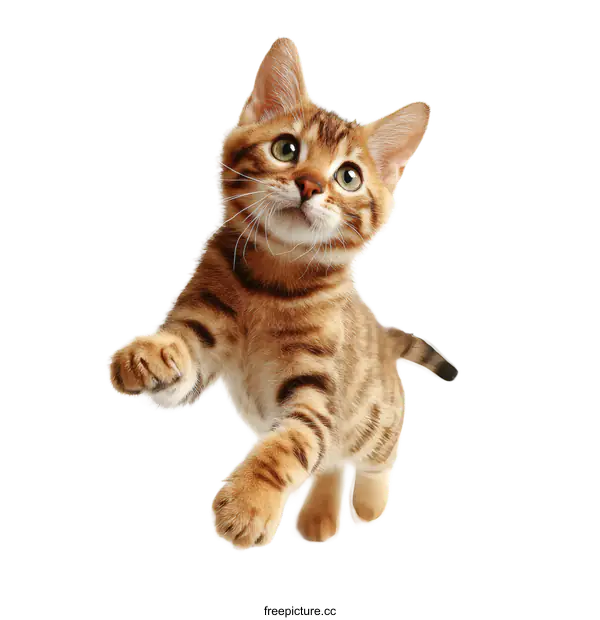 [Transparent Background PNG]Adorable Bengal Kitten in Action