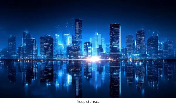 Futuristic City Skyline at Night