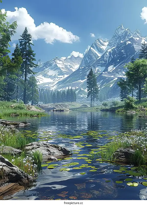 Tranquil Mountain Lake Reflection