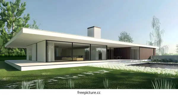 Modern Minimalist House Design with Pool and Garden
