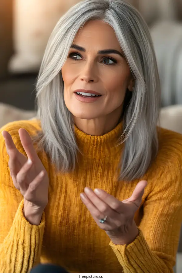 Close Up Portrait Of A Mature Woman Talking