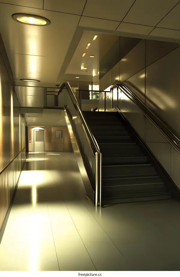 Modern Staircase Design with Glass Railing in a Hallway