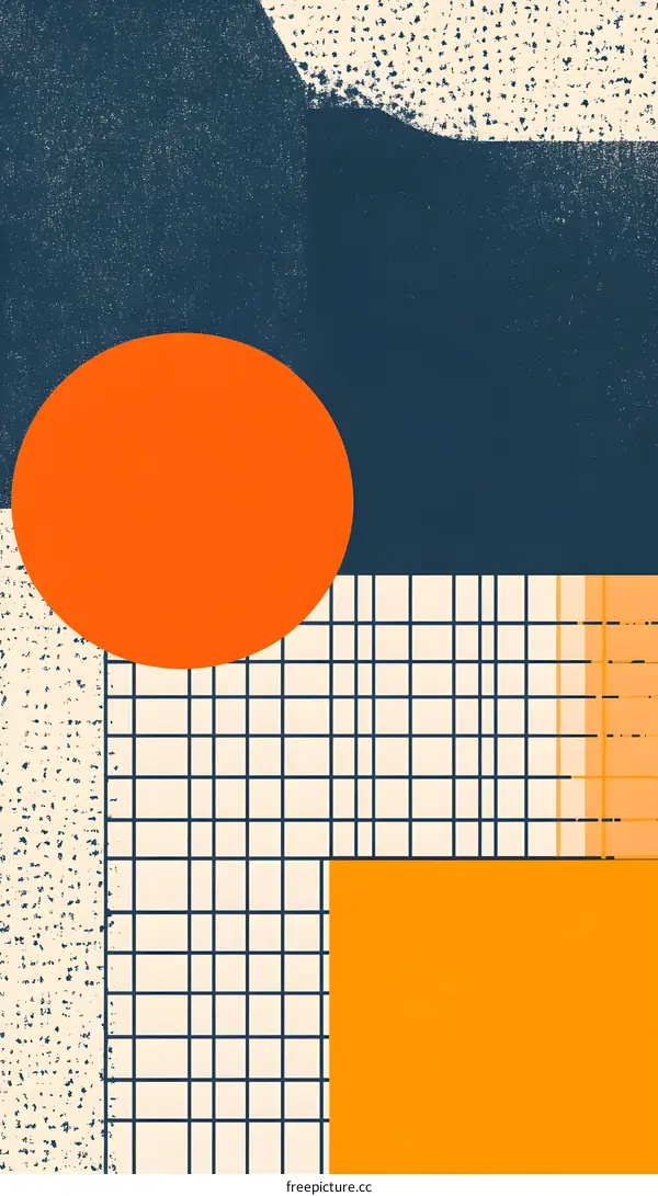 Abstract Geometric Art with Orange and Blue