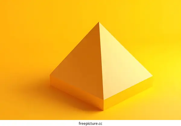 Yellow Pyramid on Yellow Background Geometric Shape Minimalist Design Abstract