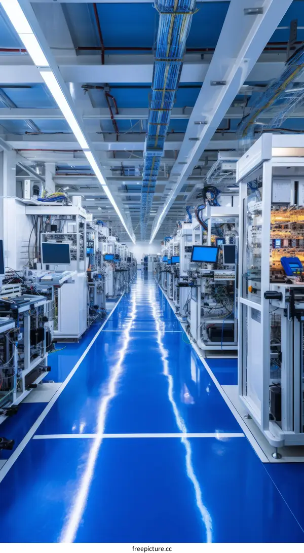Blue Epoxy Server Room Corridor