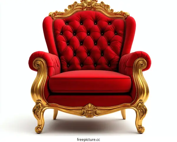 Royal Red Velvet Throne Chair