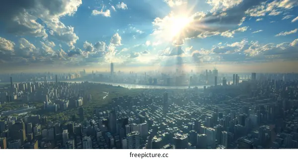 Modern Metropolis under a Sunny Sky