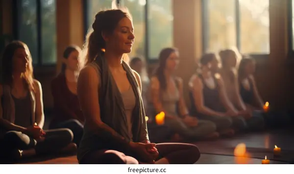 Group of diverse women practicing yoga in a studio