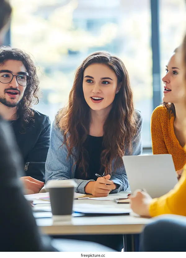 Young Diverse Group of Friends in a Meeting Discussing Ideas
