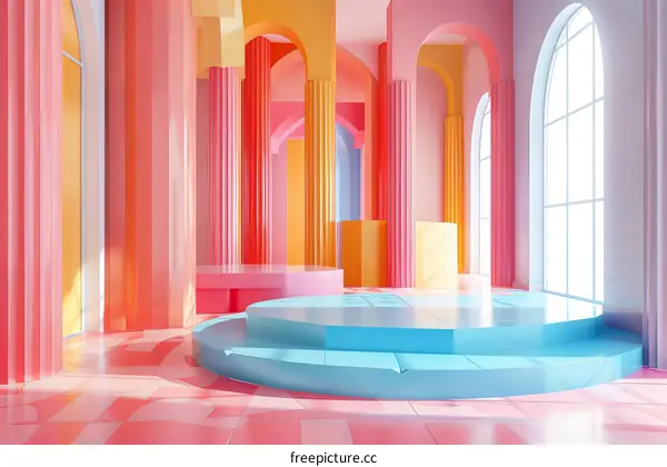 Colorful Architectural Interior Design Illustration