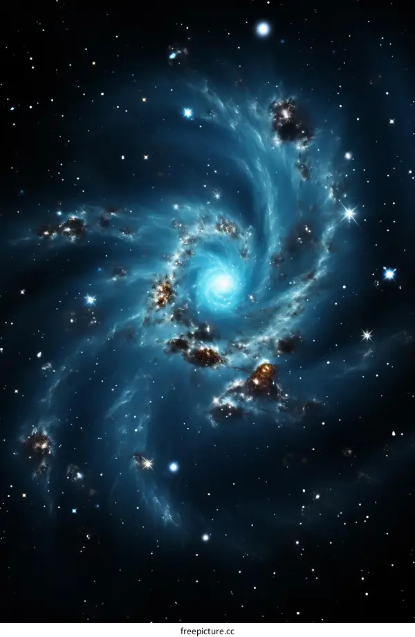 Mesmerizing Blue Whirlpool Galaxy with Cosmic Stars
